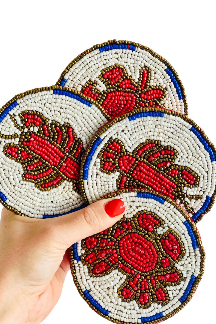 Crustacean S/4 Beaded Coasters