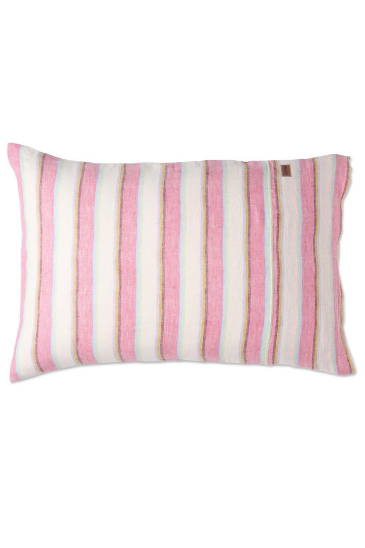 Rose Water Stripe Linen Pillowcases-2P Std Set