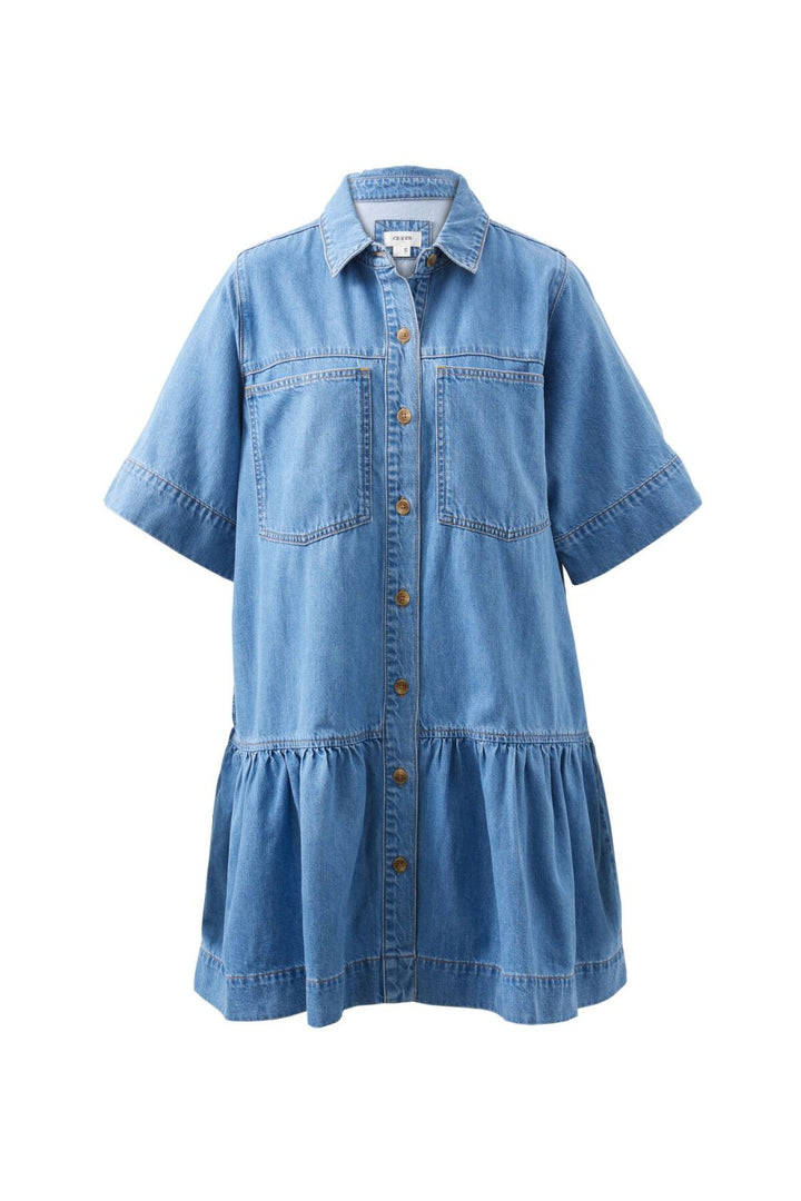 SHORT SLEEVE TIERED SHIRT DRESS