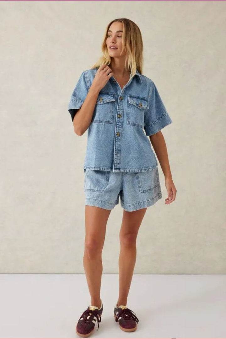 SHORT SLEEVE BOXY SHIRT - Denim