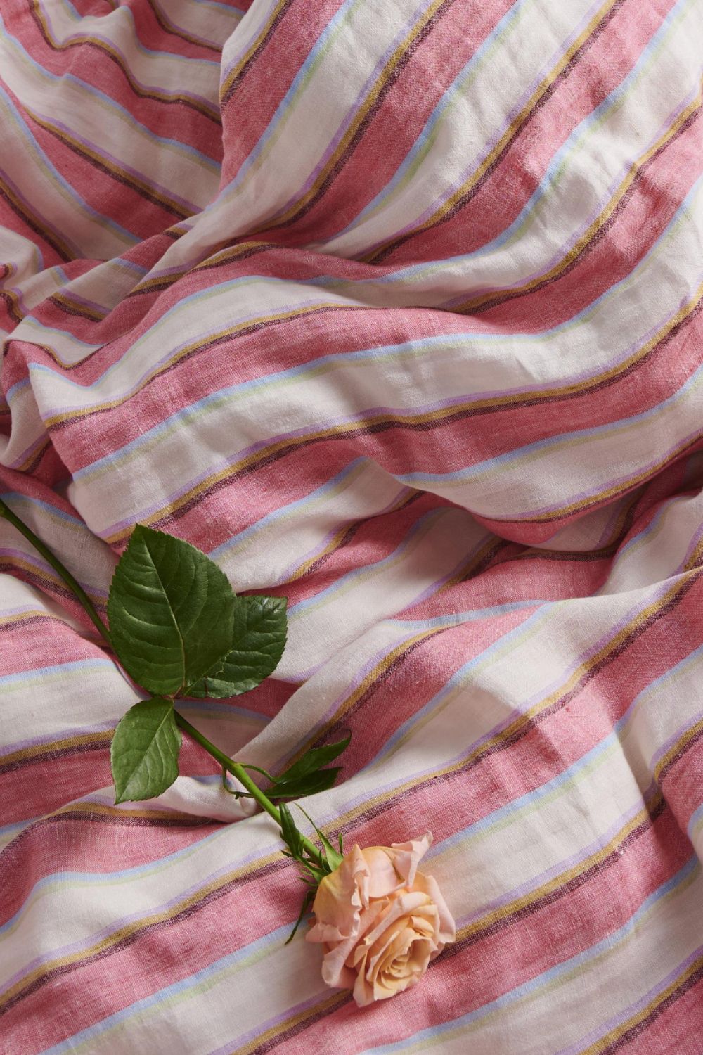 Rose Water Stripe Linen Quilt Cover