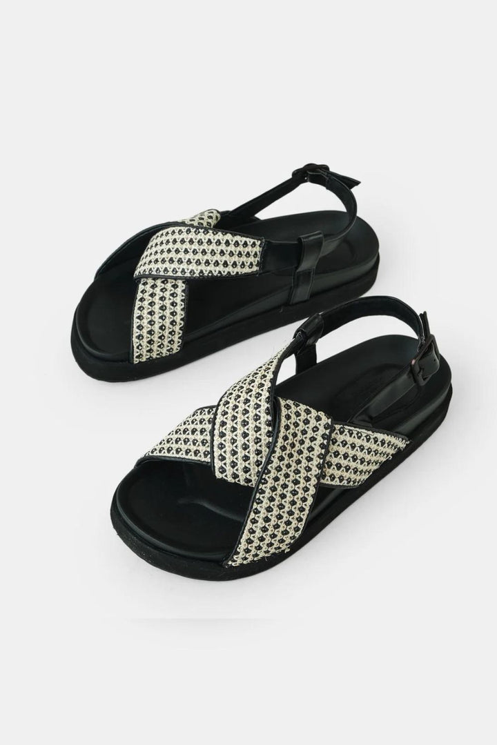 Walnut - Mya Sandal - Black Woven