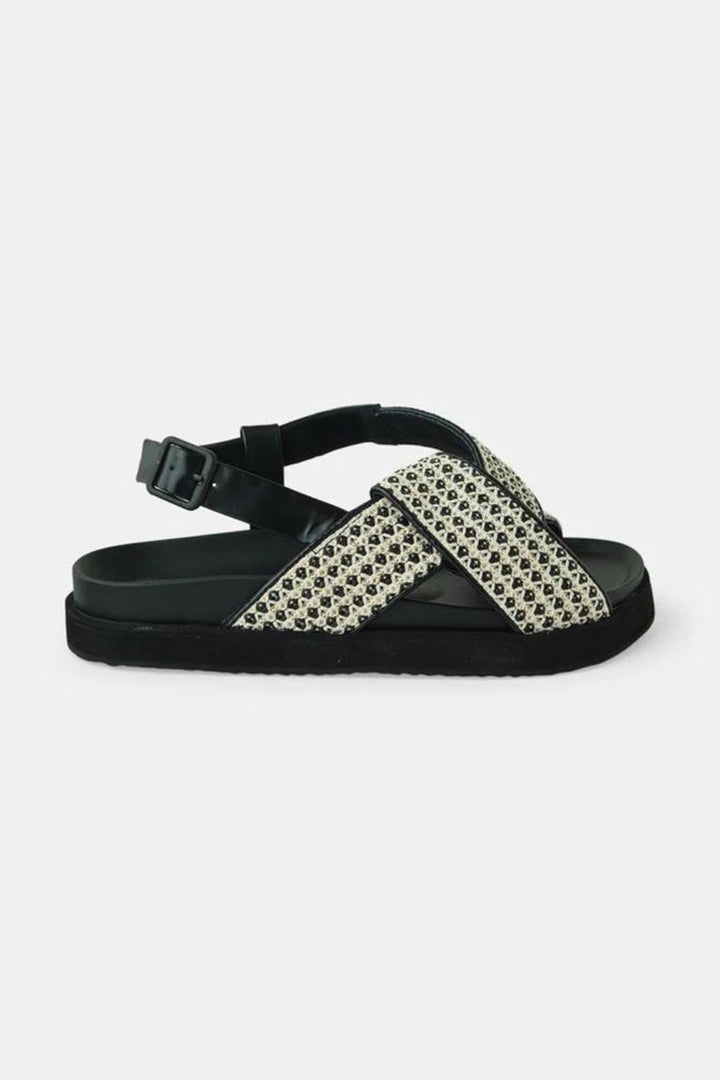 Walnut - Mya Sandal - Black Woven