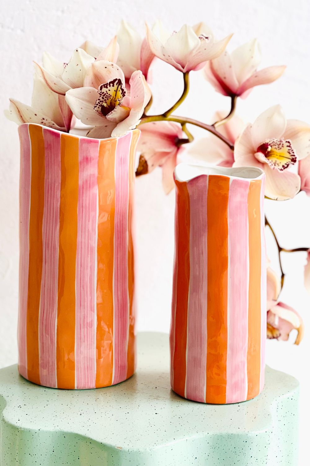 Pink and Orange Stripe - Large Vase