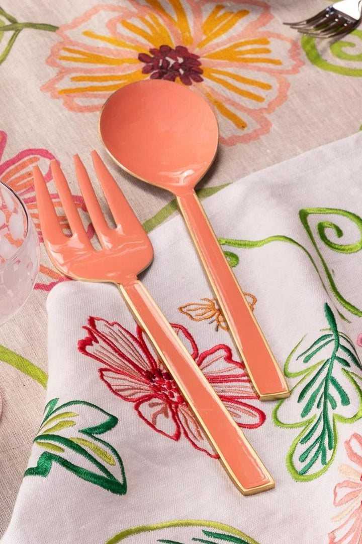 Peach Enamel Salad Servers (set of 2)