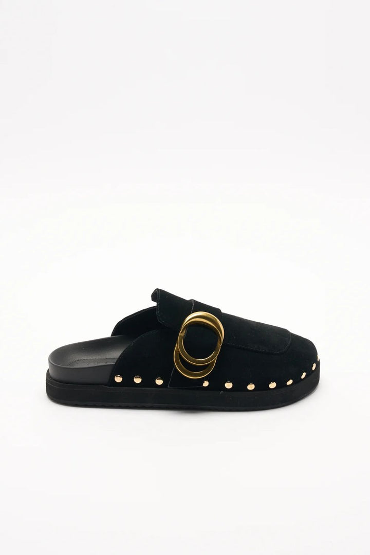 Pascal Leather Mule - Suede Black