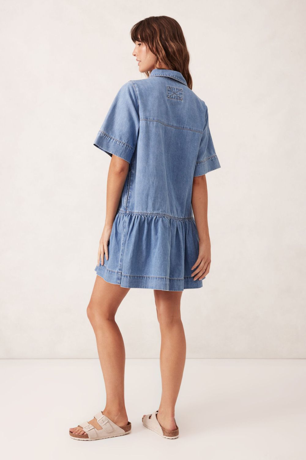 SHORT SLEEVE TIERED SHIRT DRESS