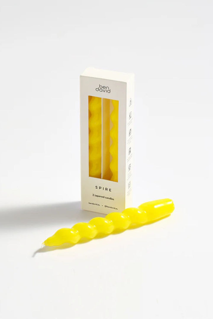 Spire Candle Sticks Pair- Yellow