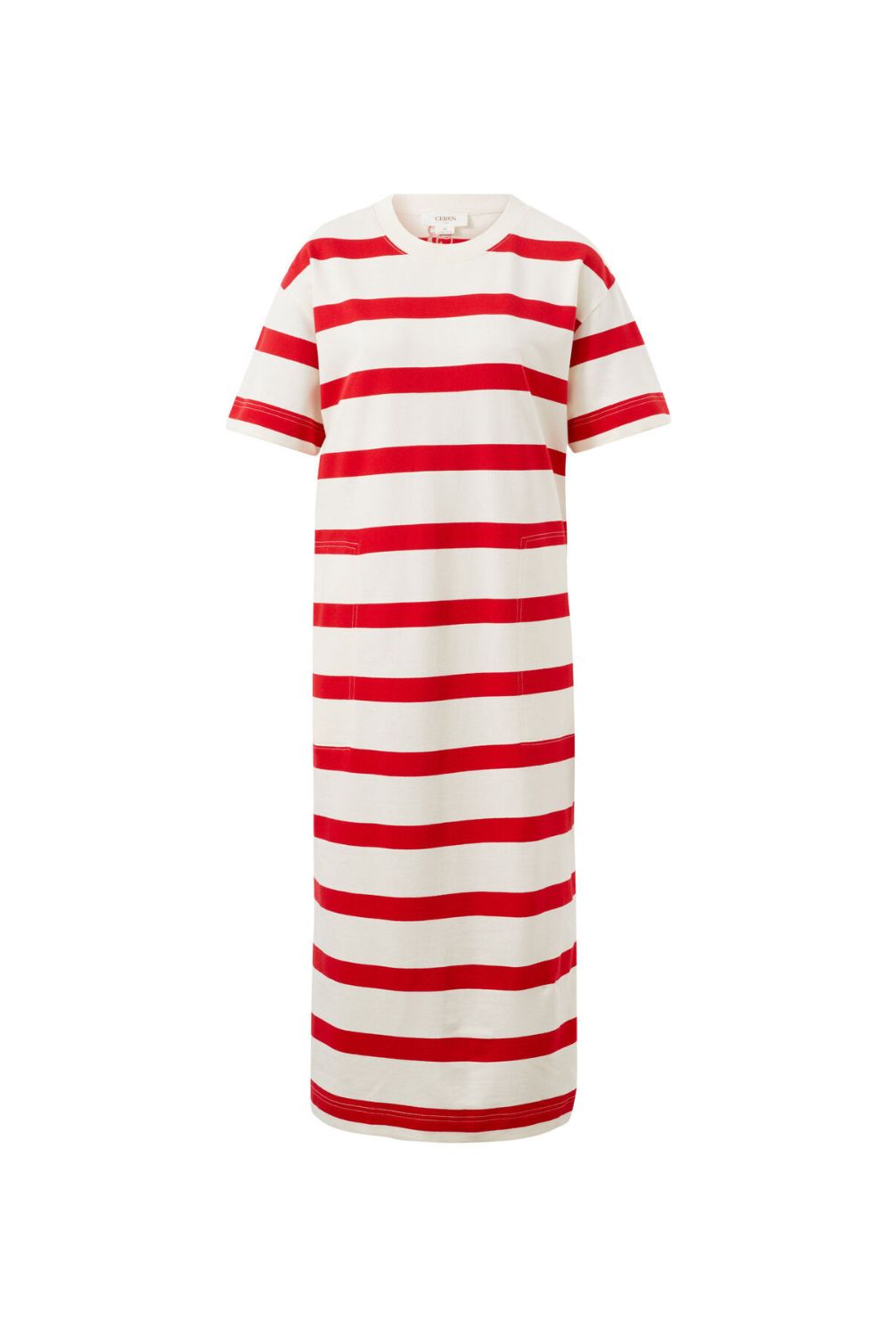 MIDI WHITE AND RED STRIPE DRESS