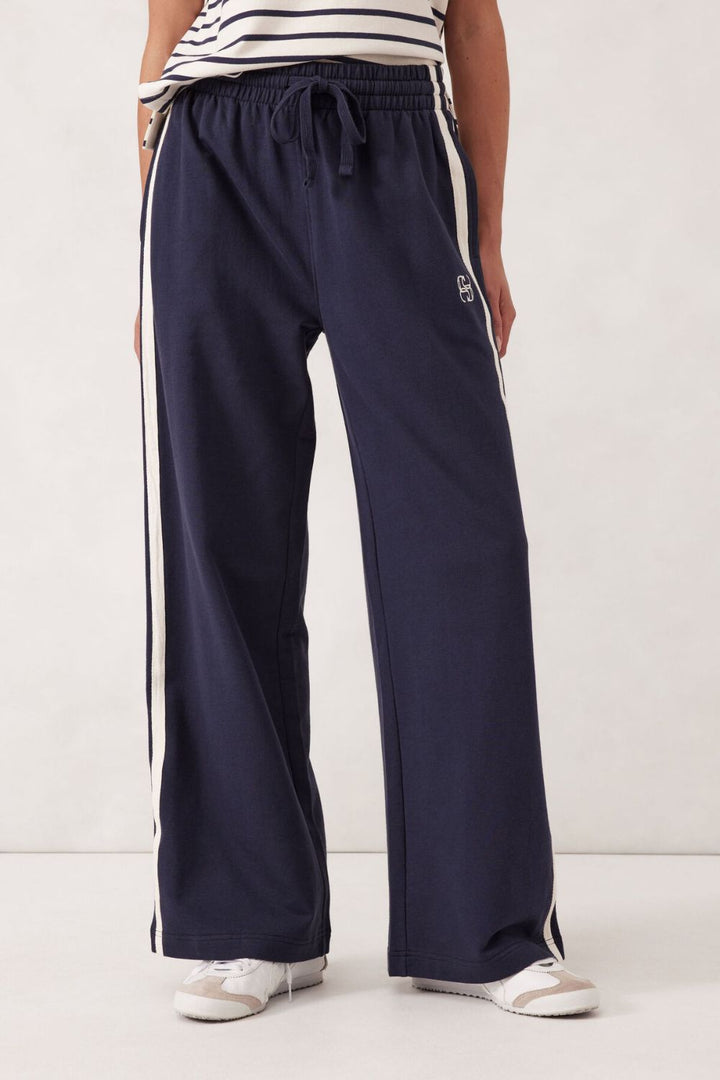 Wide Leg Terry Trackpant - Navy