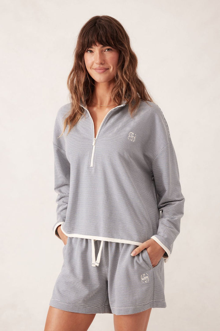 BOXY ZIP SWEAT - MOONLIGHT STRIPE