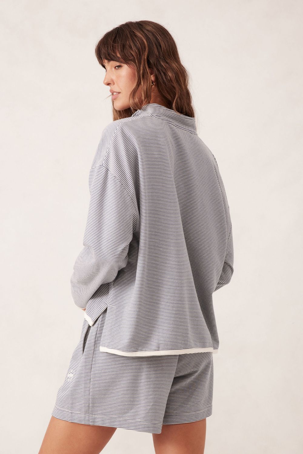 BOXY ZIP SWEAT - MOONLIGHT STRIPE