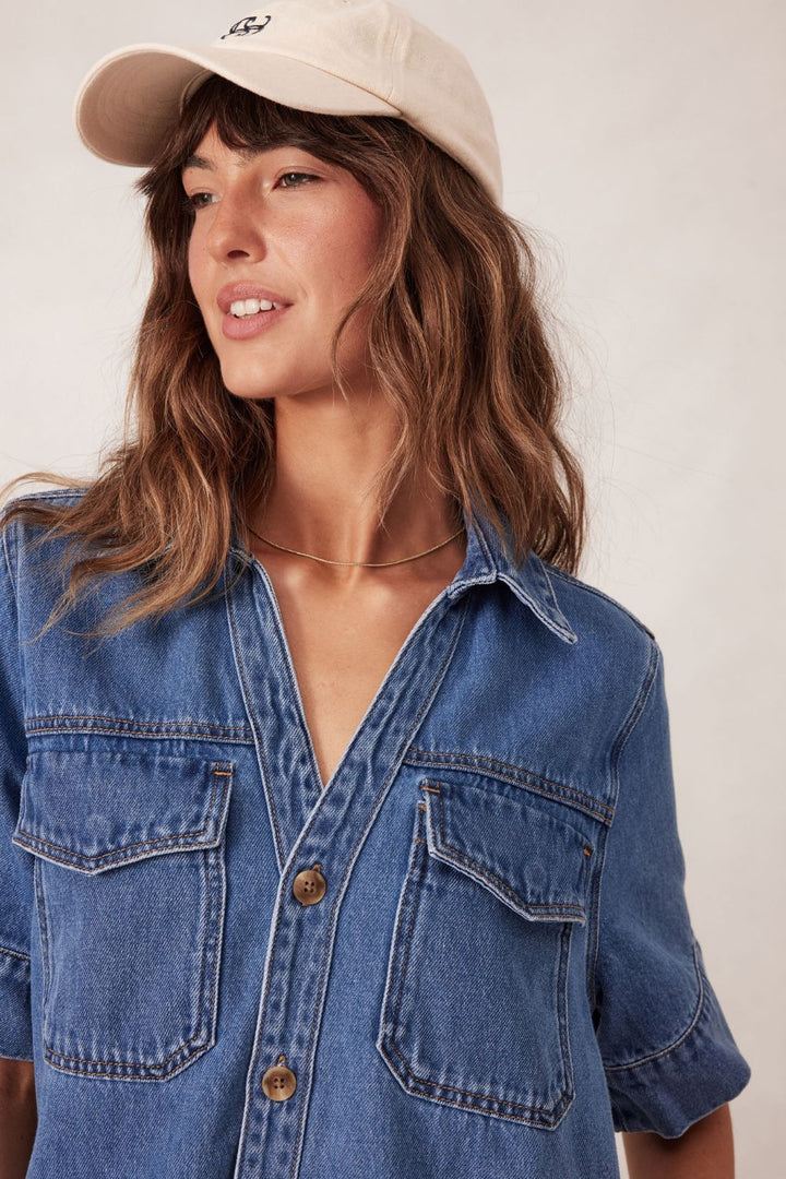 RELAXED SHIRT DRESS - FRESH INDIGO