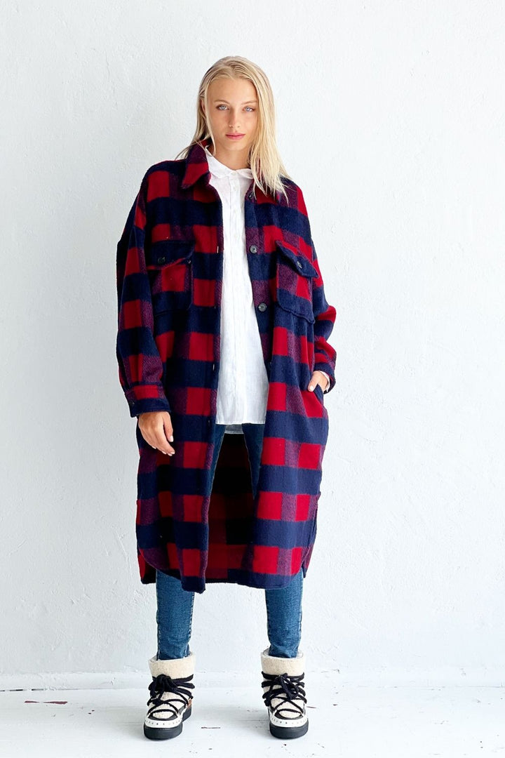 MORRISON JACKET RED & NAVY CHECK