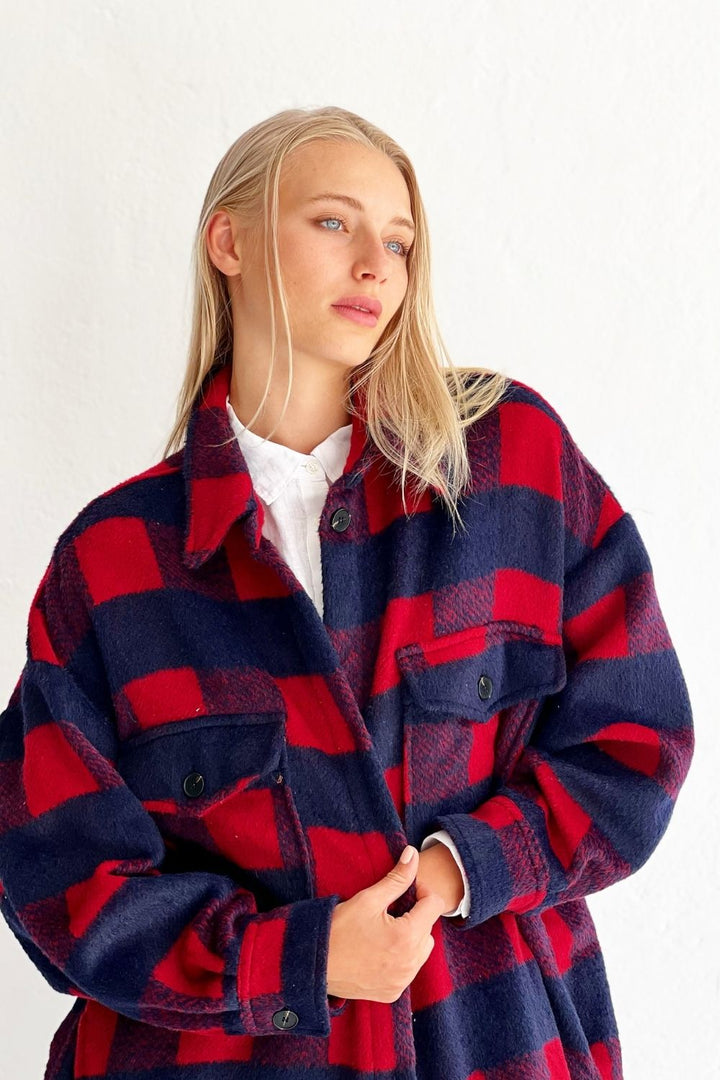 MORRISON JACKET RED & NAVY CHECK