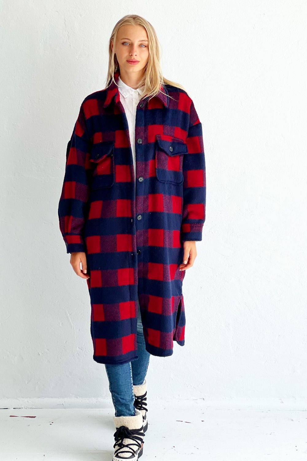 MORRISON JACKET RED & NAVY CHECK