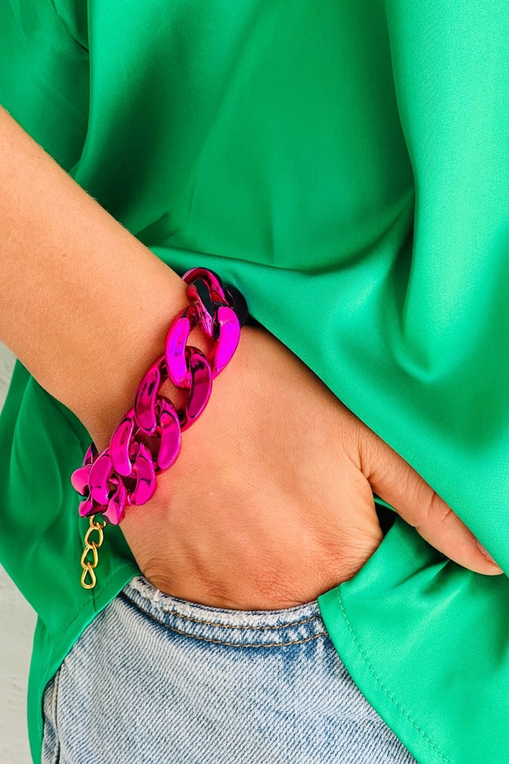 The MET CHAIN Bracelet - Metallic Hot Pink